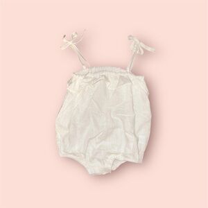 Abby & Evie 18M Linen Romper Tie Shoulder Straps
